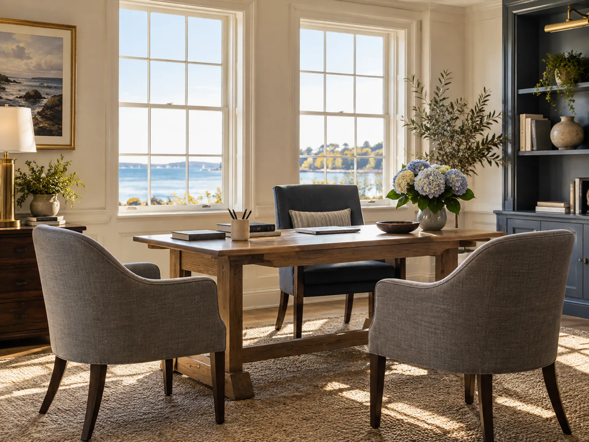 A welcoming New England consultation room with three chairs